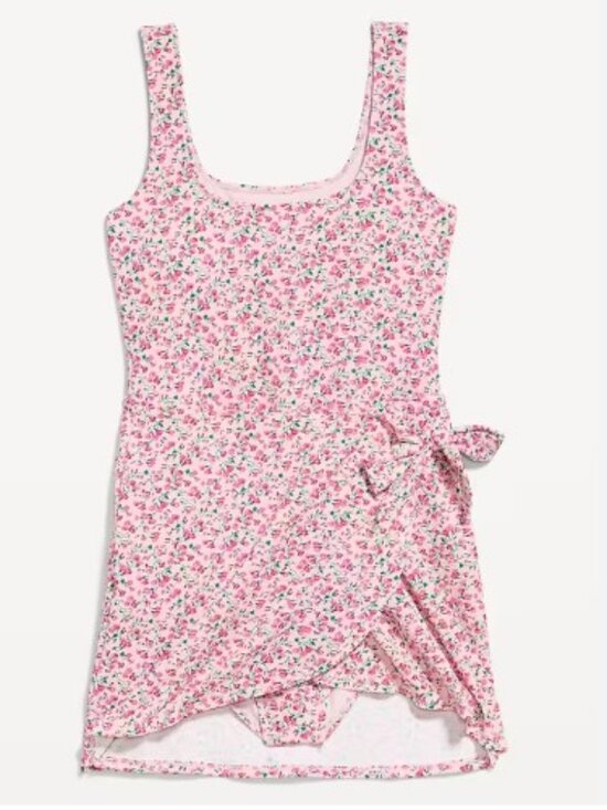 Old Navy Other - Old Navy Pique Side-Tie Swim Dress Pink Floral L